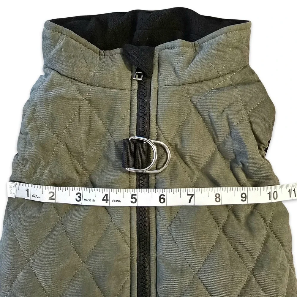 Scenereal Quilted Dog Jacket XL Olive Green Fleece Lined Harness D-Ring NWT